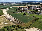 Pohled z dronu na chystan severozpadn obchvat Solnice