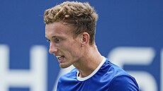 Ji�í Lehe�ka b�hem zápasu druhého kola US Open.