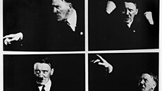Adolf Hitler nacviuje svj projev ped zrcadlem v roce 1925.