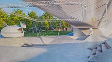 Ke Dvoreckému mostu za�ínají instalovat um�lecká díla. Tato socha nese název...