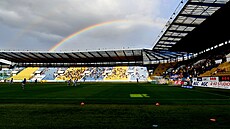 Teplice, 23.8. 2025, FK Teplice - Jablonec, první fotbalová liga. Duha nad...