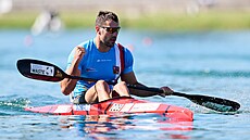 Kajaká Josef Dostál v semifinále mistrovství svta v Milán.