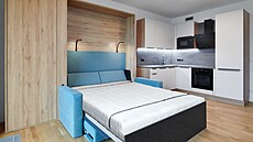 P�i vyklopení postele se automaticky vysunou zadní op�rky a vytvo�í ze�ikmenou...