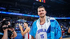 Nikola Joki po vyhraném utkání na EuroBasketu 2025.