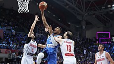 �ek Janis Adetokunbo úto�í na ko� mezi hrá�i Gruzie.