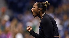 Americká tenistka Taylor Townsendová se hecuje ve tetím kole US Open.