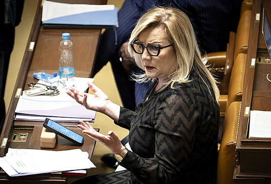 Alena Schillerová na mimo�ádné sch�zi Sn�movny �e�í vládní novelu �kolského...