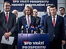 Hnutí SPD pedstavilo volební program pro íjnové snmovní volby. Na tiskové...