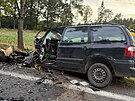 Tragickou dopravn nehodu dvou aut u Choustnkova Hradit na Trutnovsku...
