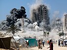 Izrael zasáhl budovu v palestinském m�st� Gaza. (5. z�í 2025)