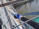 Dopnn svazk lan na nejvtm lanovm most v Pardubicch (25. nora 2025)