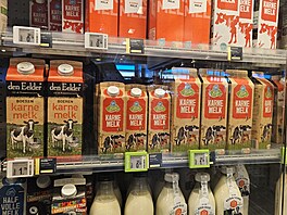 Pestrá nabídka dalích mléných produkt zahrnuje teba podmáslí (Karnemelk)....