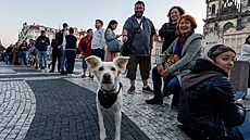 Na novou knihu spisovatele Dana Browna �ekaly stovky lidí. (9. zá�í 2025)