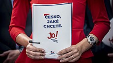 Hnutí SPD p�edstavilo volební program pro �íjnové sn�movní volby. Na tiskové...