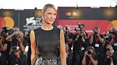 Cate Blanchett poses for photographers on the red carpet for the film 'Father...