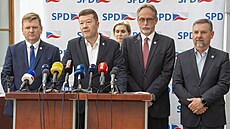 Tisková konference poslaneckého klubu hnutí SPD. (9. zá�í 2025)