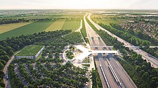 Vizualizace terminálu vysokorychlostní trat v Praze východ.