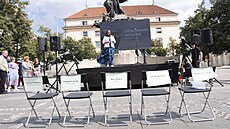 Protest zdravotnických a léka�ských odbor� v Praze s názvem Zdravotnictví na...
