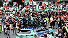 Propalestintí aktivisté peruili jedenáctou etapu vuelty.