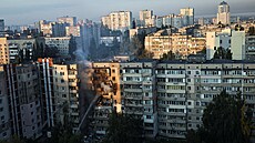 Ruské útoky na Kyjev zp�sobily po�áry obytných budov, zranily 18 lidí a dal�í...