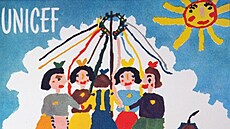 Pohlednice UNICEF od paní Jitky Samkové Vejdové je sou�ástí venkovní výstavy...