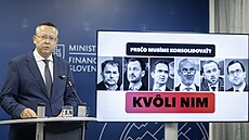 Slovenský ministr financí Ladislav Kamenický (Smer-SD) bhem tiskové konference...