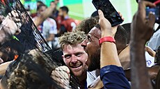 Pavel �ulc z Lyonu slaví vít�zný gól proti Marseille.