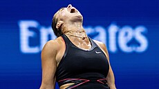 Aryna Sabalenková slaví sv�j postup do finále US Open.