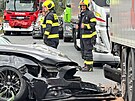 Dopravn nehoda omezila provoz v prask ulici 5. kvtna. (10. z 2025)