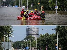 Obyvatele zatopeného P�ívozu, kam se voda dostala po protr�ení hráze poblí�...