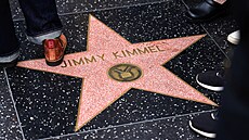 Hvzda Jimmyho Kimmela na hollywoodském chodníku slávy (18. záí 2025)