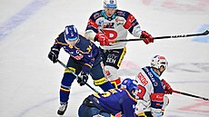 Momentka z utkání 4. kola extraligy mezi �eskými Bud�jovicemi a Pardubicemi.