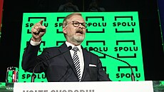 Premiér, p�edseda ODS a lídr koalice SPOLU Petr Fiala p�i zahájení záv�re�né...
