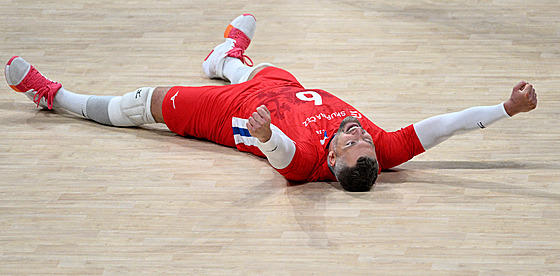 Milan Moník slaví postup do tvrtfinále MS.