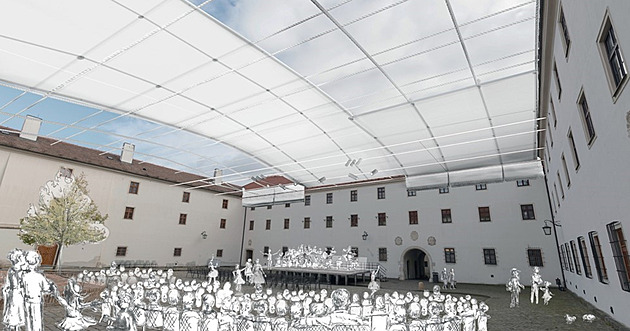 Vizualizace návrhu na zasteení tetího nádvoí brnnského hradu pilberk.