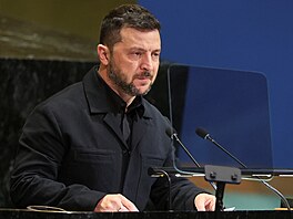 Ukrajinský prezident Volodymyr Zelenskyj vystupuje na zasedání Valného...