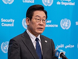 Jihokorejský prezident I �e-mjong v New Yorku (25. zá�í 2025)