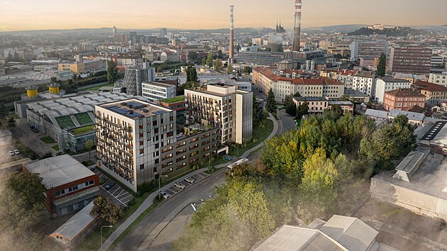 Na mst bvalch brnnskch plynren firmy innogy mezi ulicemi Cejl a Kenov vyrostou nov bytov domy Neon a Xenon.