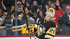 Branká Marc-Andre Fleury z Pittsburghu po utkání proti Columbusu.