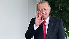 Americký prezident Donald Trump v Bílém dom pijal tureckého prezidenta Recepa...