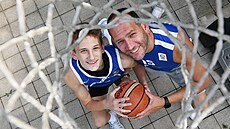 Dín, 21.8. 2025, Jakub Houka, legenda basketbalového Dína a jeho syn Marek...