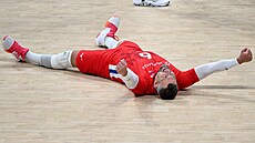 Milan Moník slaví postup do tvrtfinále MS.