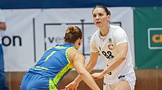 Natália Marti�ková (vpravo) z Hradce Králové úto�í v zápase s USK Praha, hlídá...