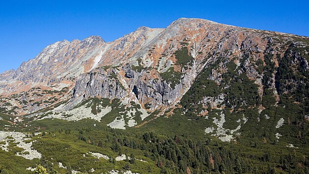 Vysok� Tatry, Mlynick� dolina. Zprava vrcholy: Patria, Satan, Hlinsk� ve�a, Koprovsk� �t�t