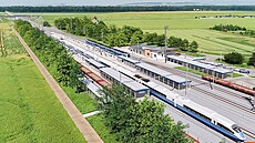 Budování moderní eleznice mezi jiní a stední Moravou pokrauje. Druhou kolej...