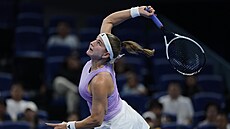 Karolína Muchová se napahuje v osmifinále turnaje v Pekingu.