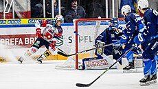 Luká Sedlák (v bílém) v utkání Dynama na led Komety Brno. Odstoupil z nj...