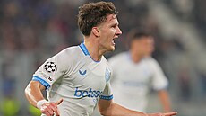 Christos Tzolis z týmu Club Bruggy se radují z gólu do sít Atalanty v zápase...