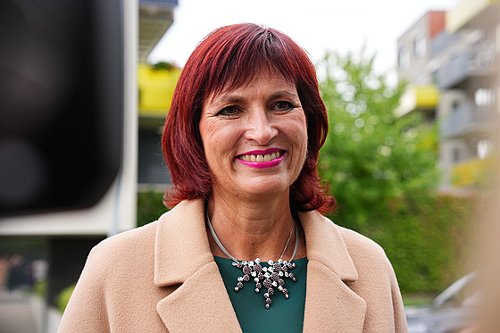 Lídryn liberecké kandidátky hnutí ANO Jitka Volfová ve volebním tábu. (4....