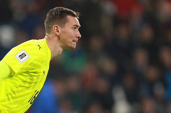 eský branká Matj Ková v zápase proti Chorvatsku.